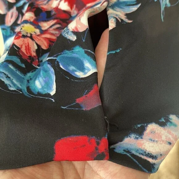 Betsey Johnson Sz 6 Black Floral Midi Bodycon Career Dress Office Siren Party - Picture 6 of 14